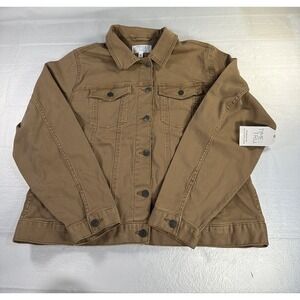 Time and Tru Jacket Women's XXL (20) Brown Corduroy Button Up Detroit Style NWT